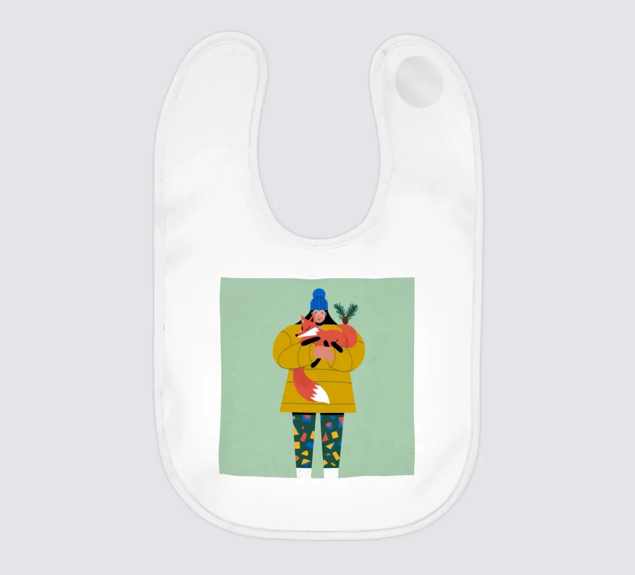 Winter Dog Hug baby bib by Emery Kate