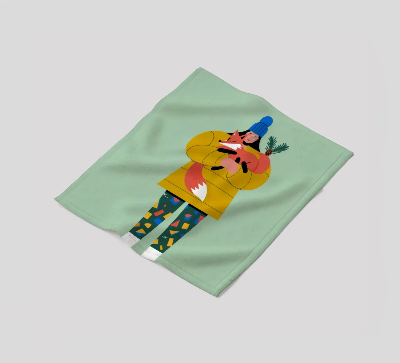 Winter Dog Hug fleece blanket by Emery Kate