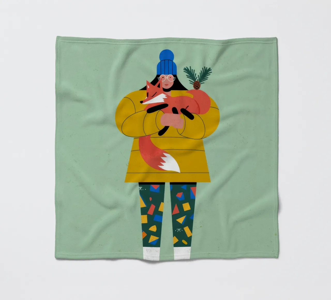 Winter Dog Hug fleece blanket by Emery Kate