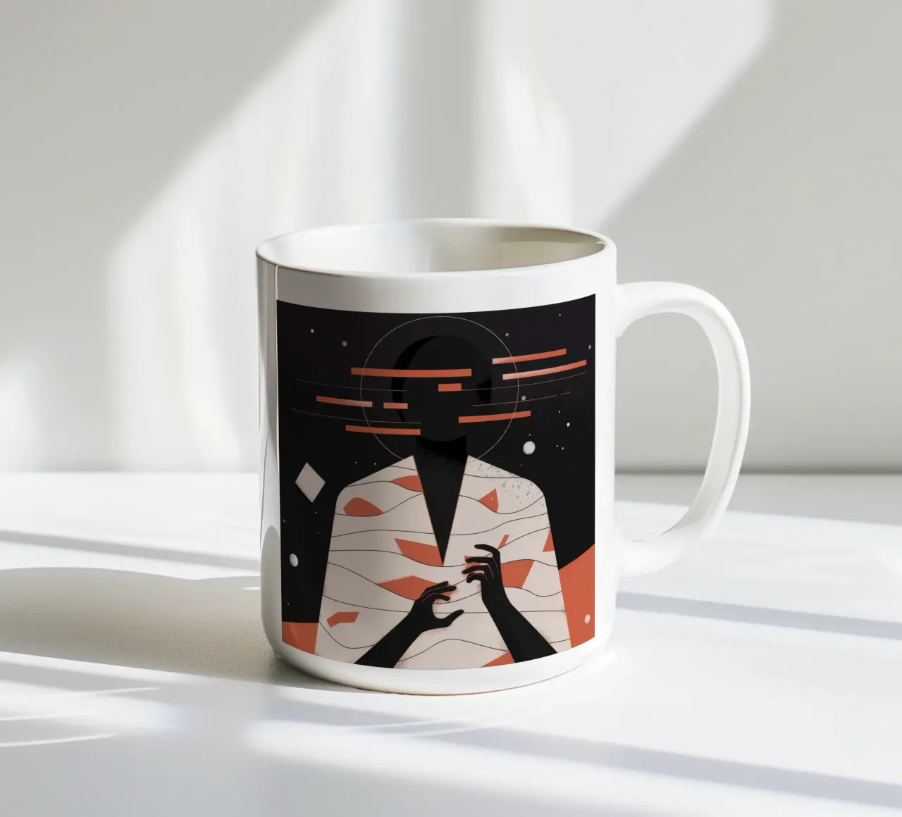 Ritratto astratto di silhouette tazza in ceramica da Emery Kate
