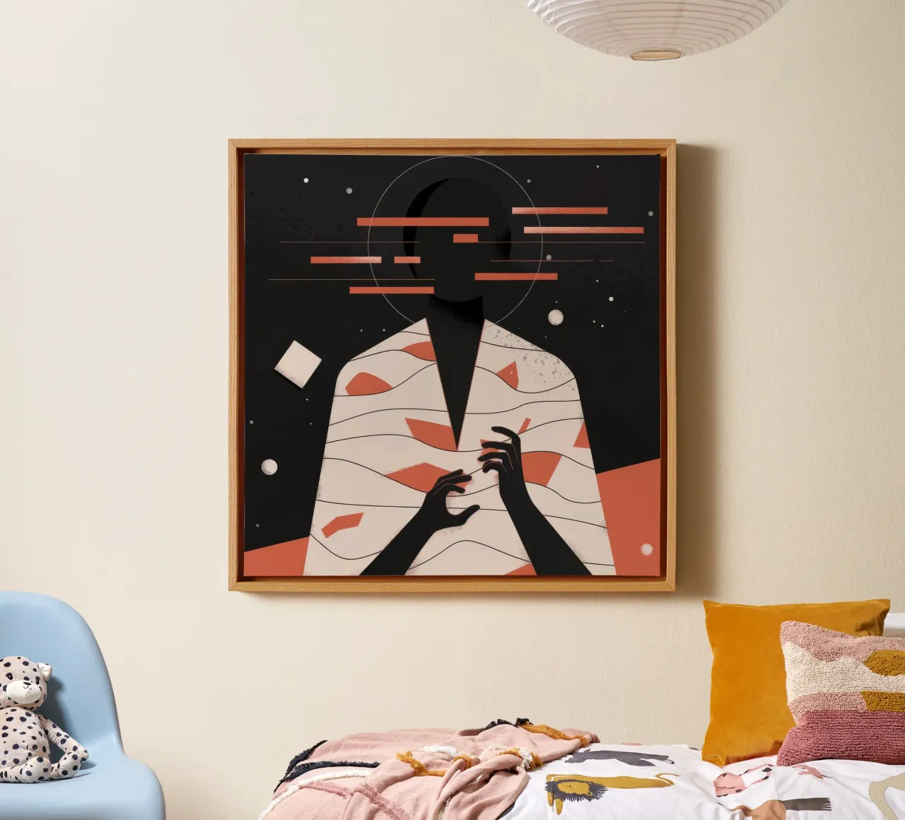 Abstract silhouet portret canvas met Baklijst van Emery Kate