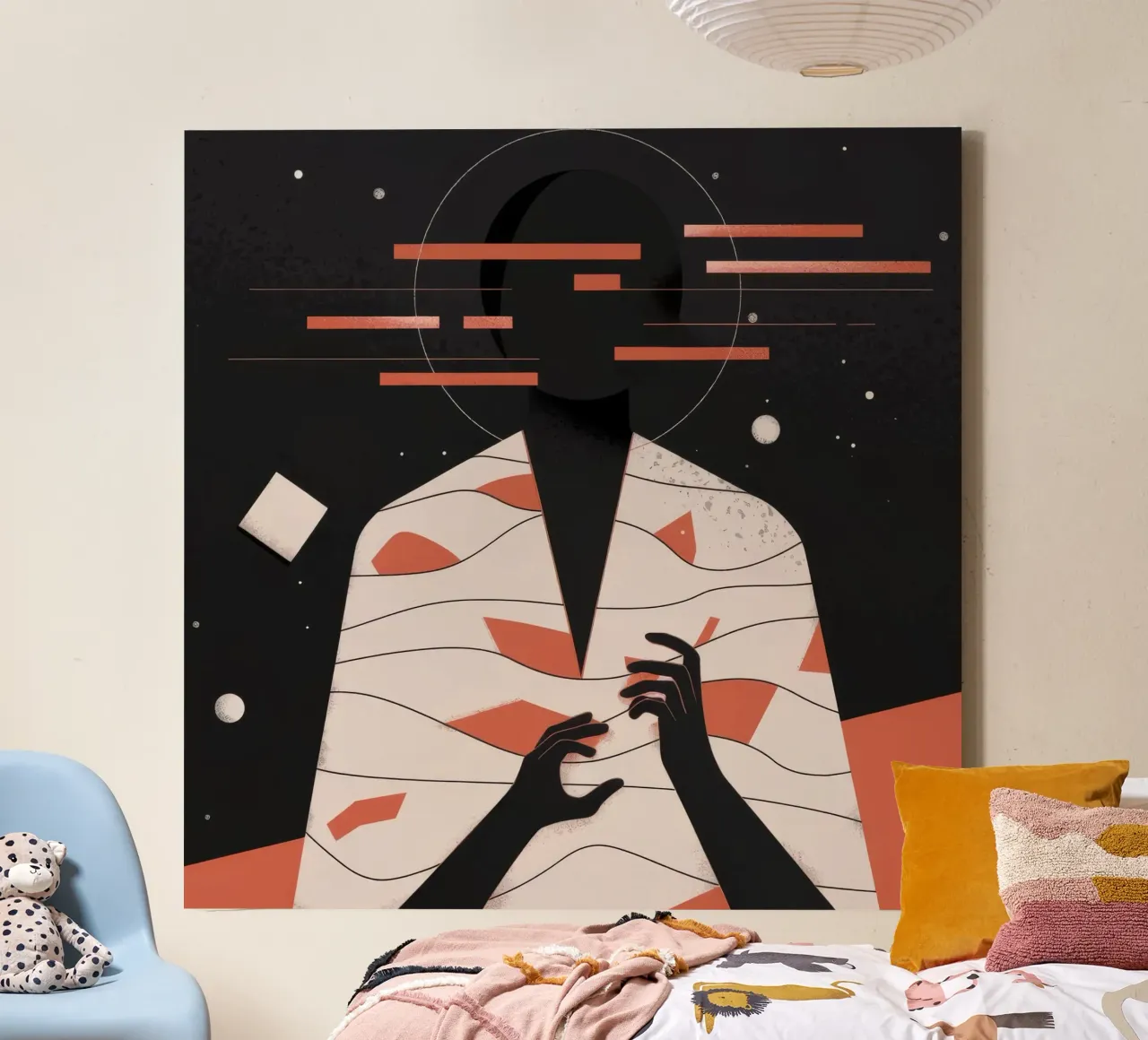 Abstract silhouet portret canvas met Baklijst van Emery Kate