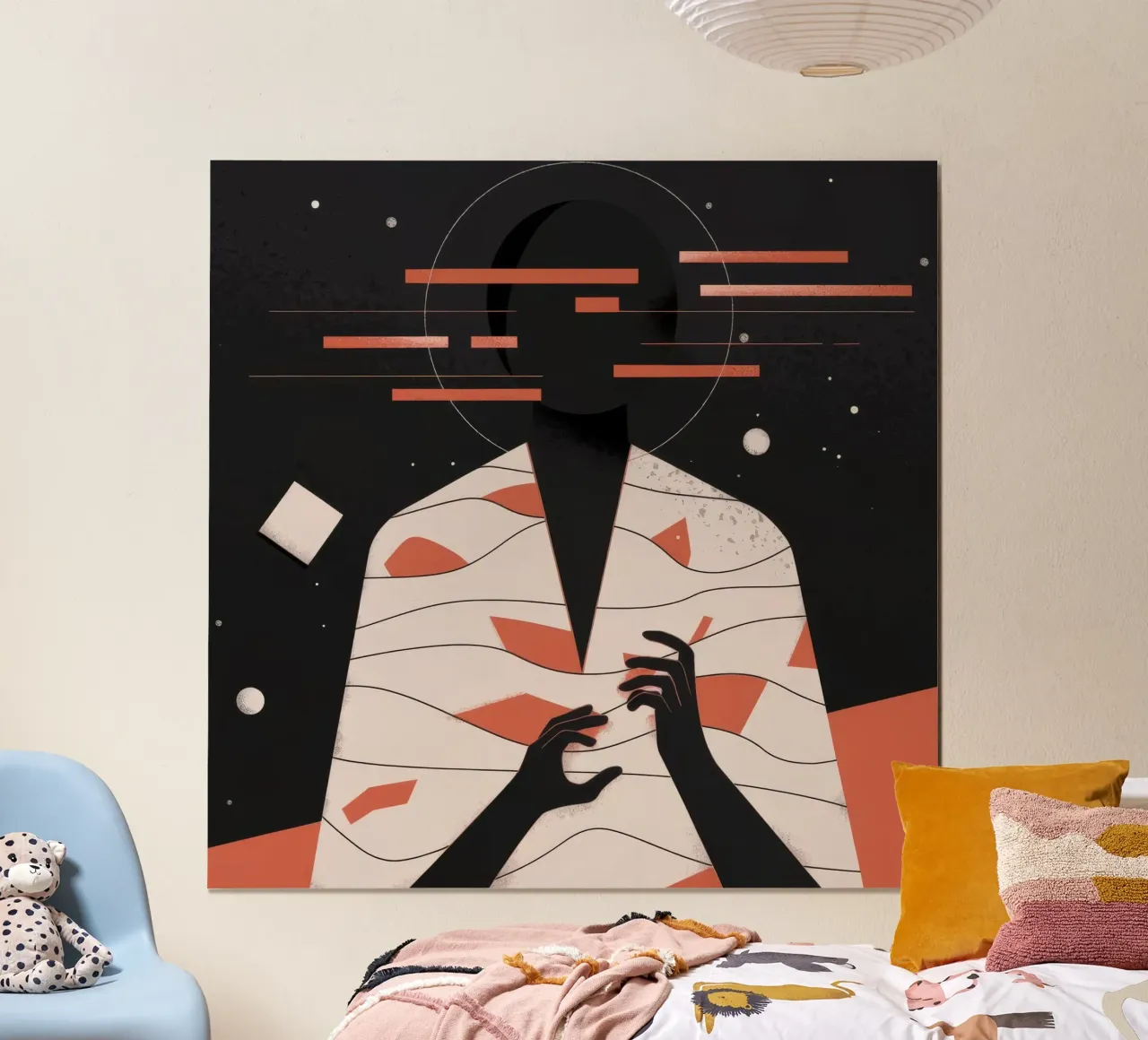 Ritratto astratto di silhouette poster con telaio in legno da Emery Kate