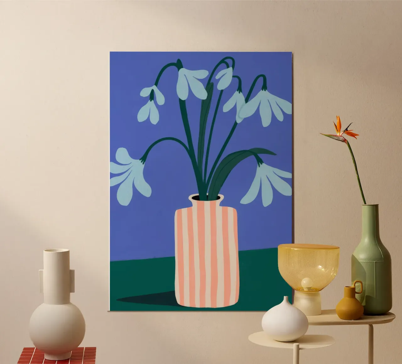 Vaso di fiori blu poster con telaio in alluminio da Emery Kate