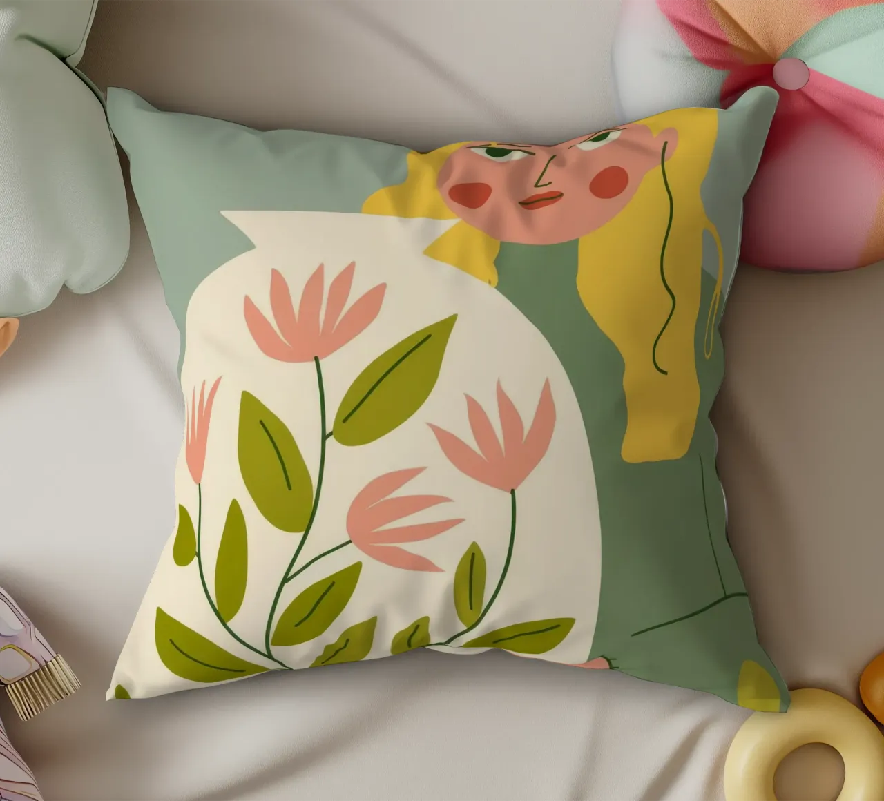 Ritratto di bouquet di fiori cuscino da Emery Kate