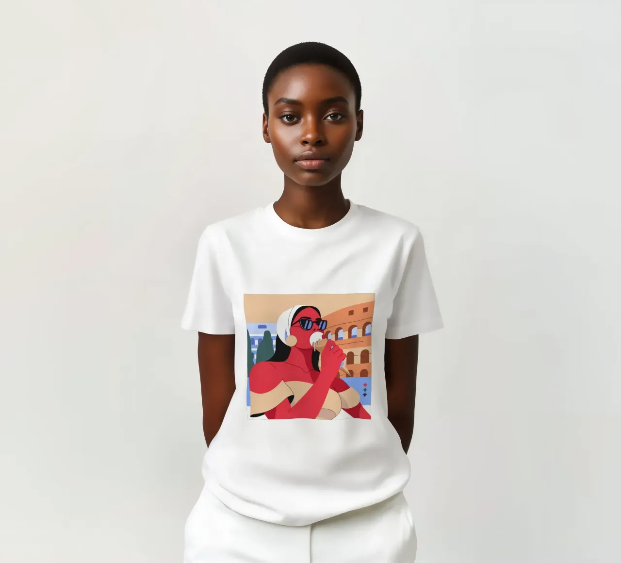 Ritratto rosso Colosseo t-shirt da Emery Kate