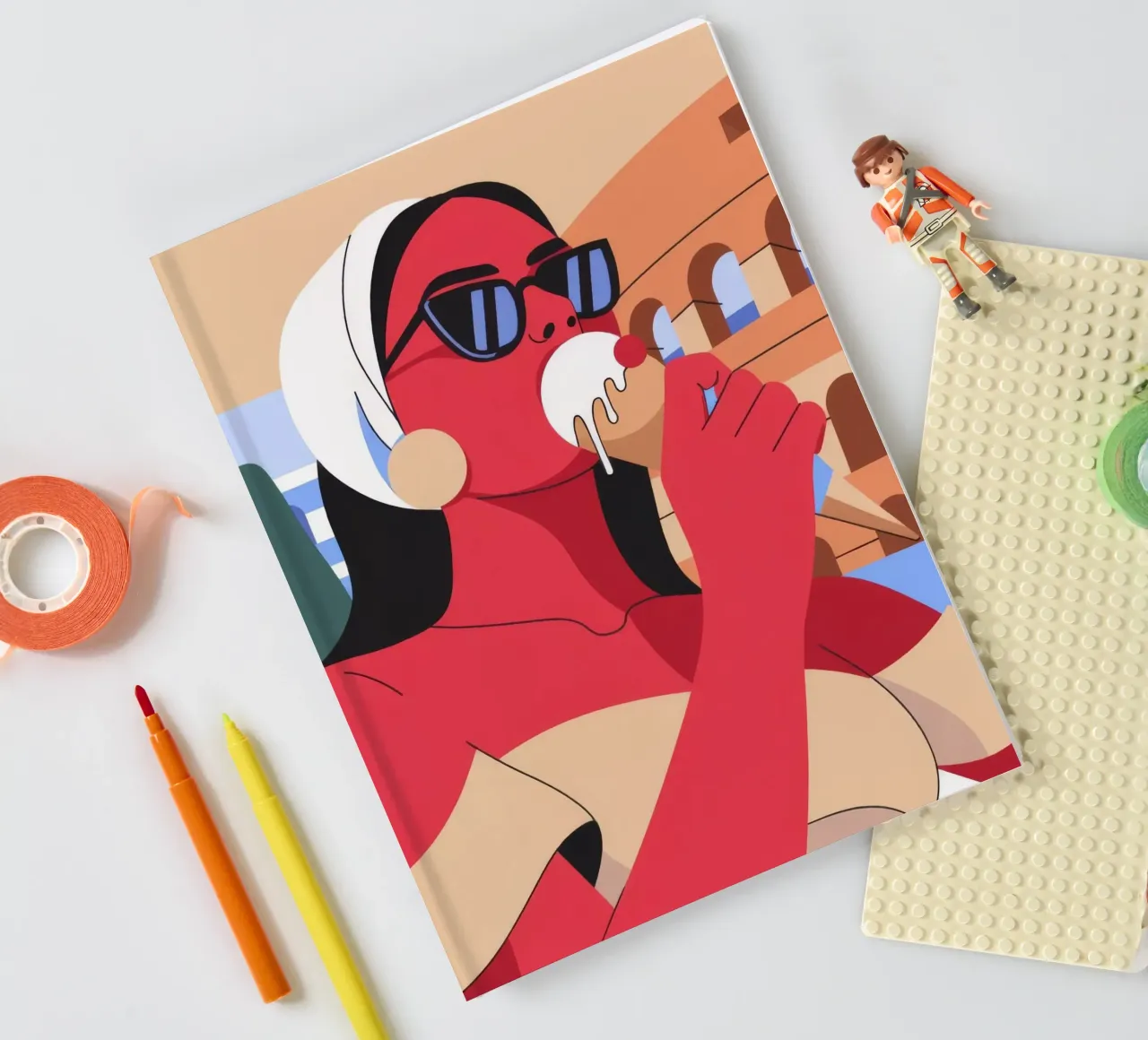 Colosseum Red Portrait notebook by Emery Kate
