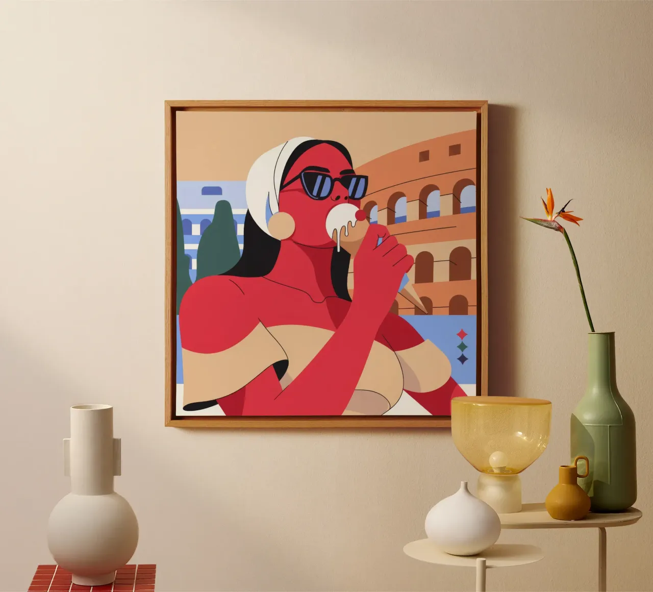 Ritratto rosso Colosseo tela con Cornice a cassetta da Emery Kate