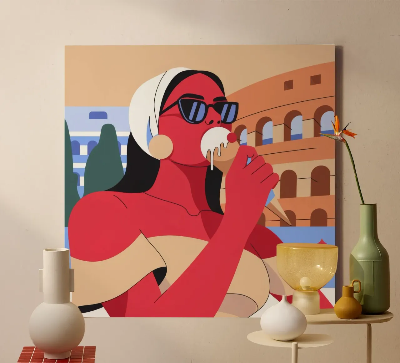 Ritratto rosso Colosseo tela con Cornice a cassetta da Emery Kate