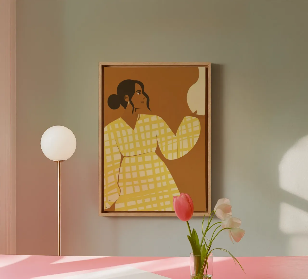 Bird Watcher Portrait canvas with Floater frame by Emery Kate