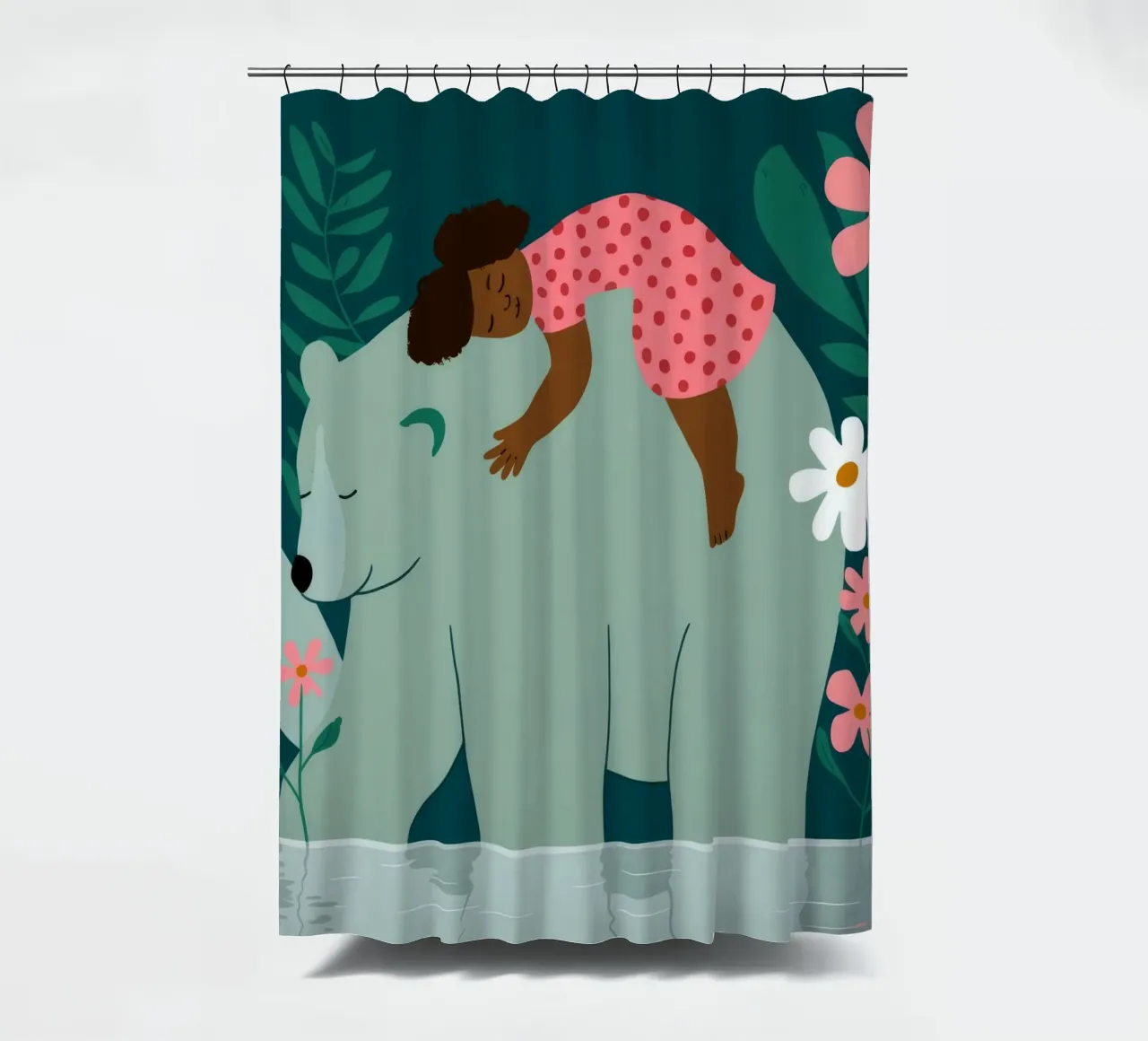 Bear Back Rest shower curtain by Emery Kate