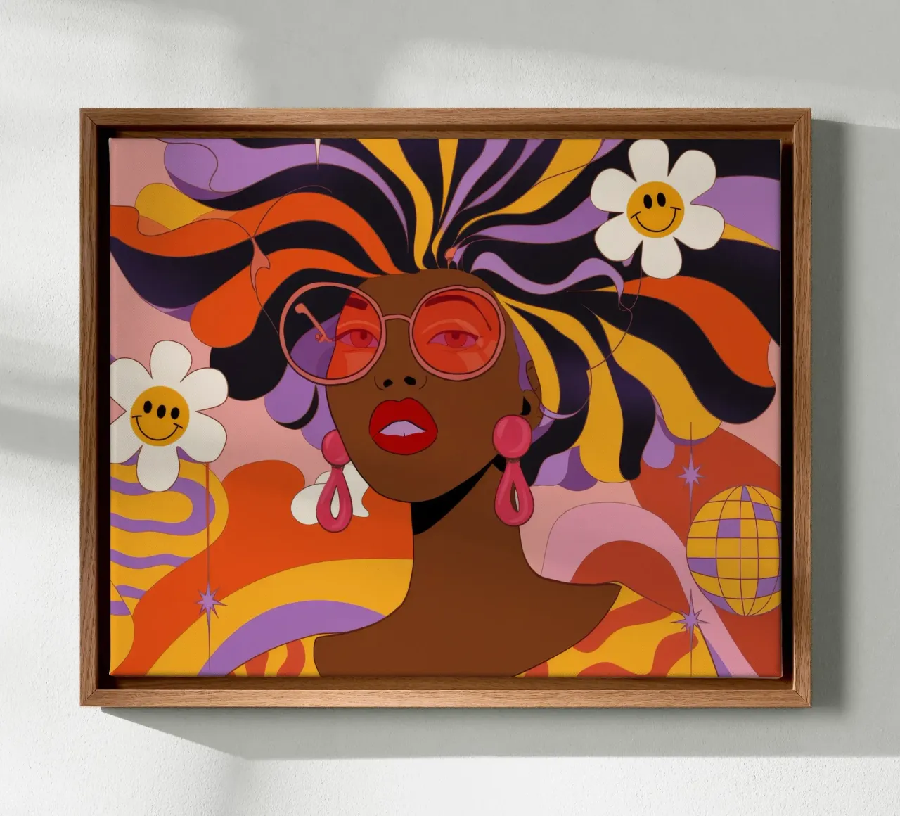 Bloemetjes haar portret canvas met Baklijst van Emery Kate