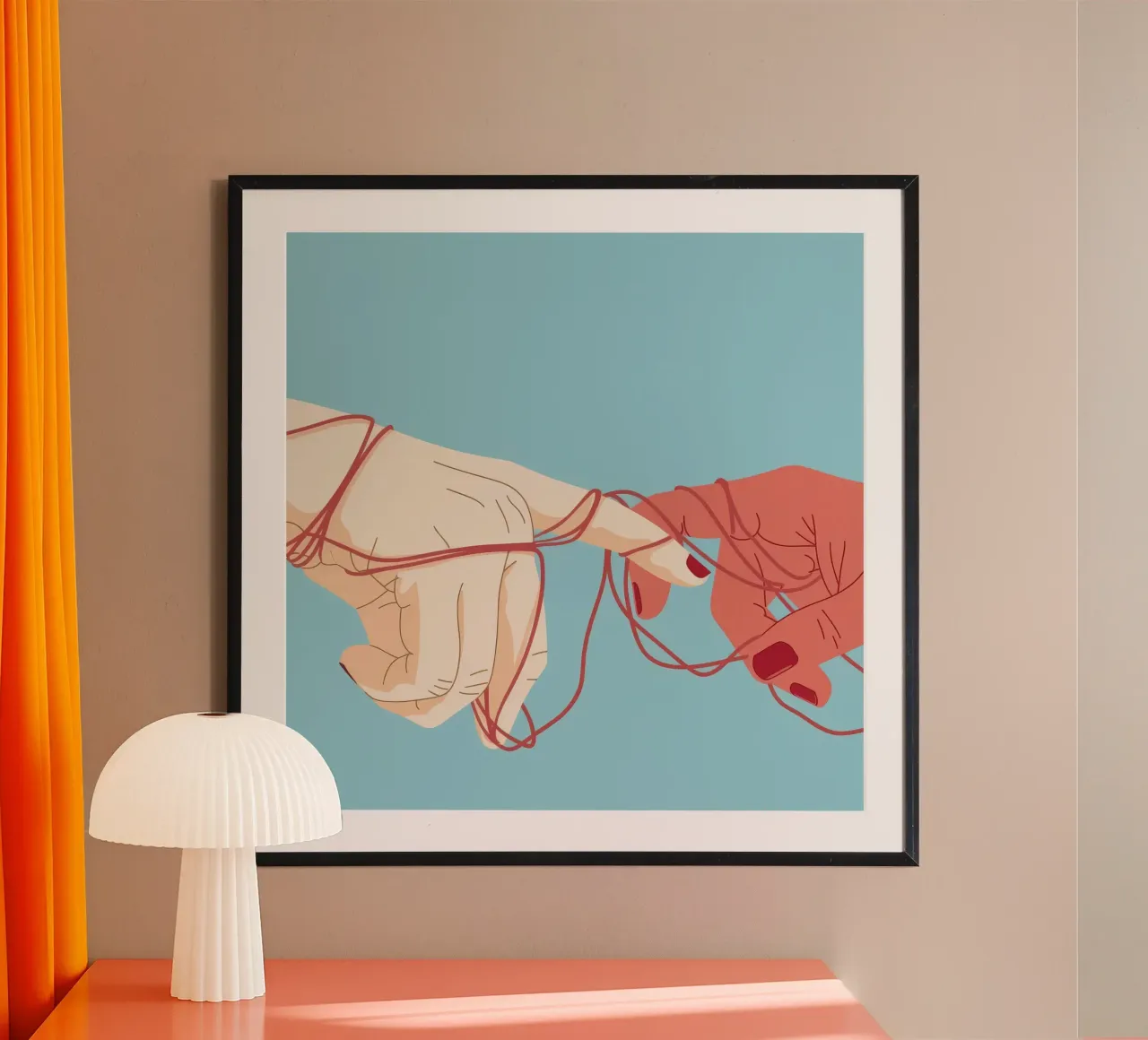 Connexion à la chaîne rouge poster avec cadre en aluminium de Emery Kate