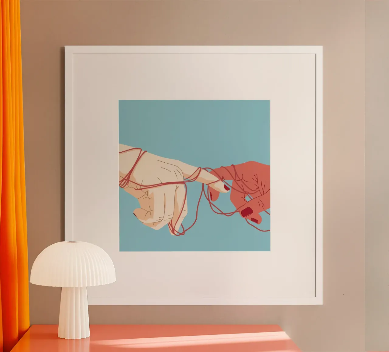 Connexion à la chaîne rouge poster avec cadre en aluminium de Emery Kate