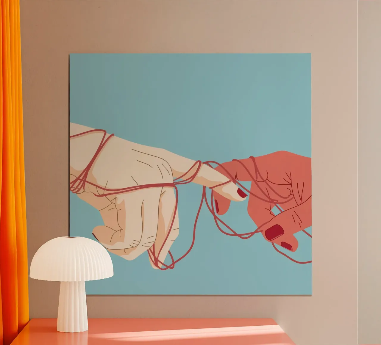 Connexion à la chaîne rouge poster avec cadre en aluminium de Emery Kate