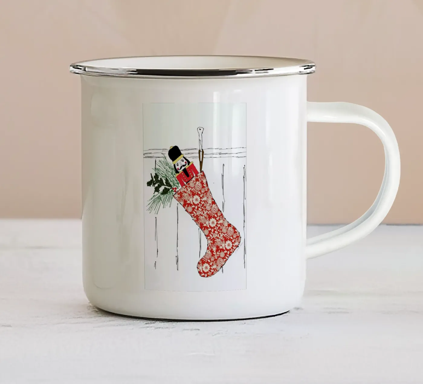 Stocking emaille mok van Nathys_illustration