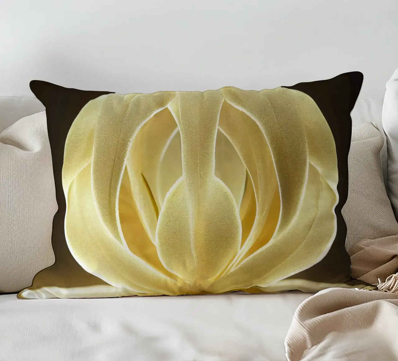 Macro Burr Mallow Flower decorative cushion by Bold Blooms