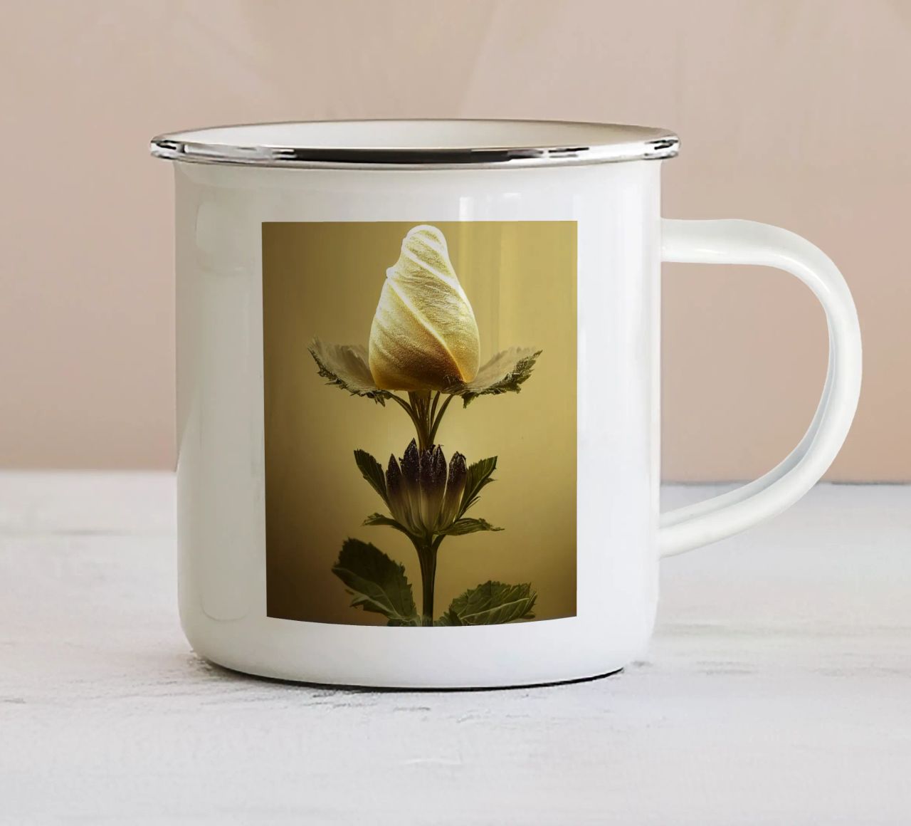 Macro bava di malva tazza in smalto da Bold Blooms