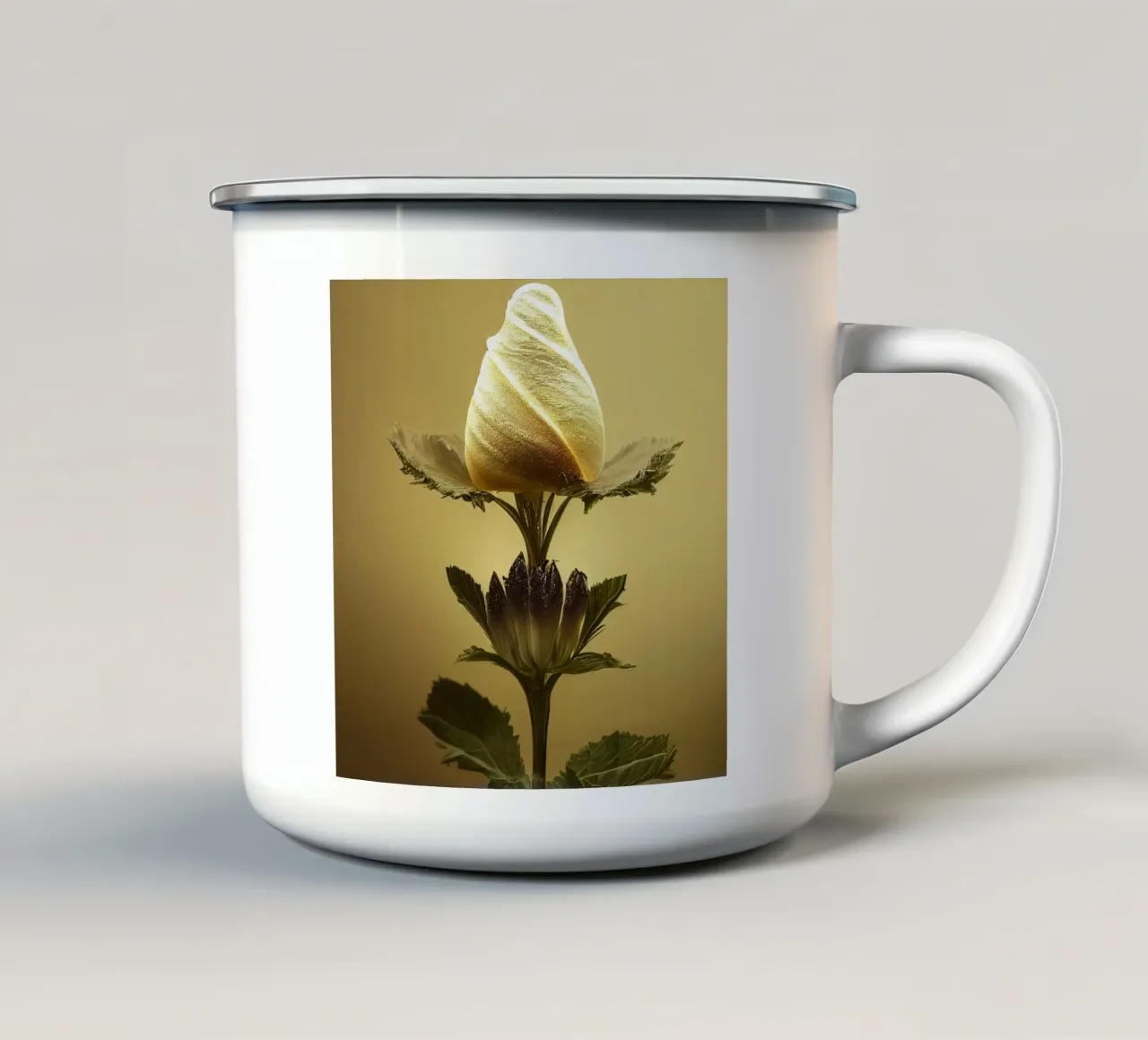 Makro Grat Malve Blume Emaille Tasse von Bold Blooms