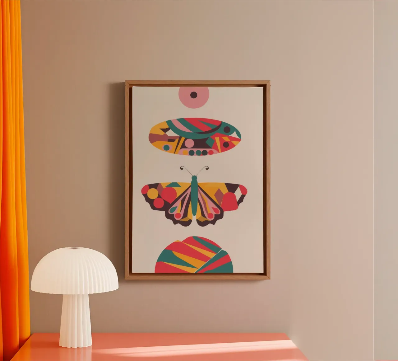 Abstracte vlinder canvas met Baklijst van Emery Kate