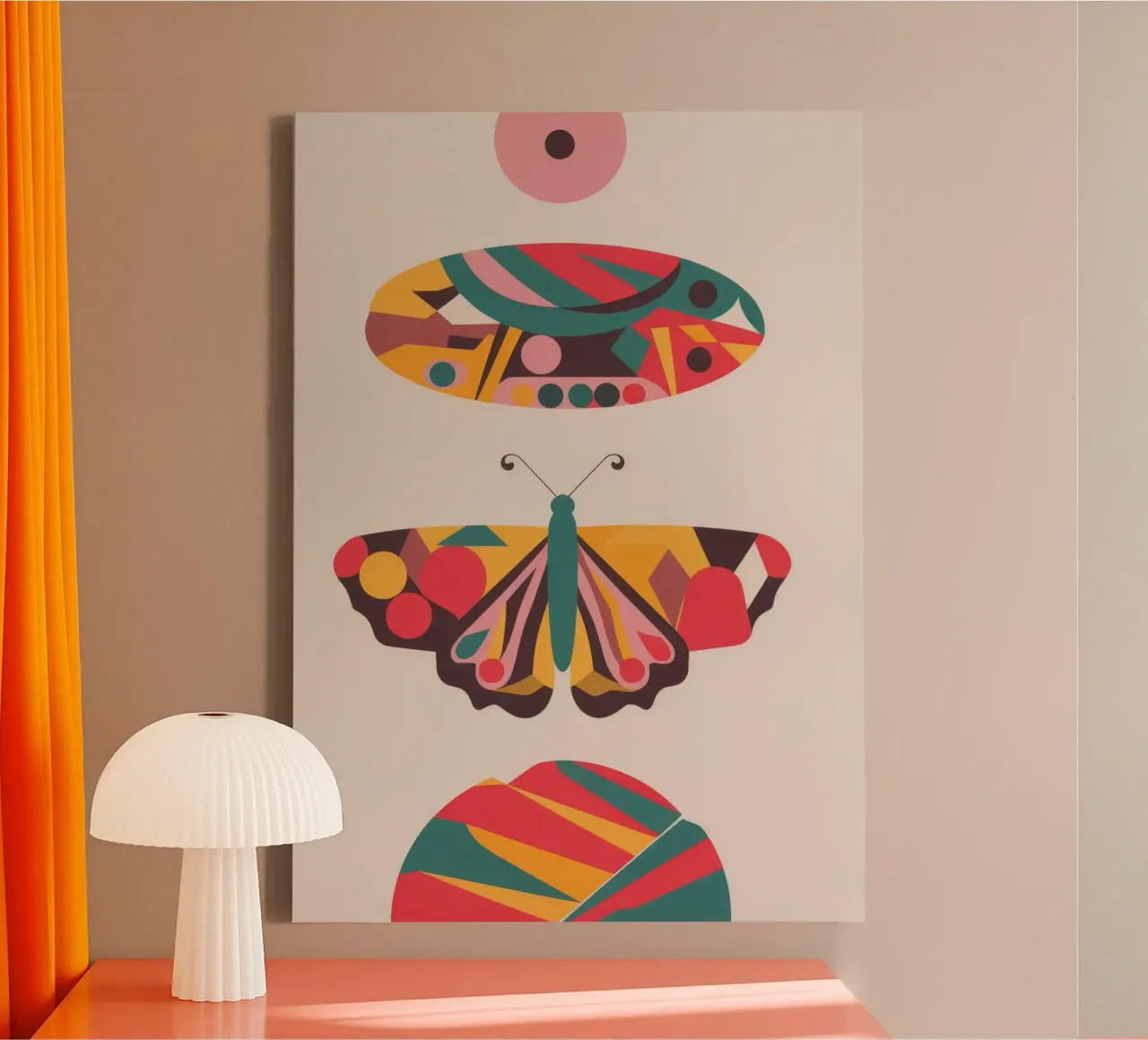 Abstracte vlinder canvas met Baklijst van Emery Kate