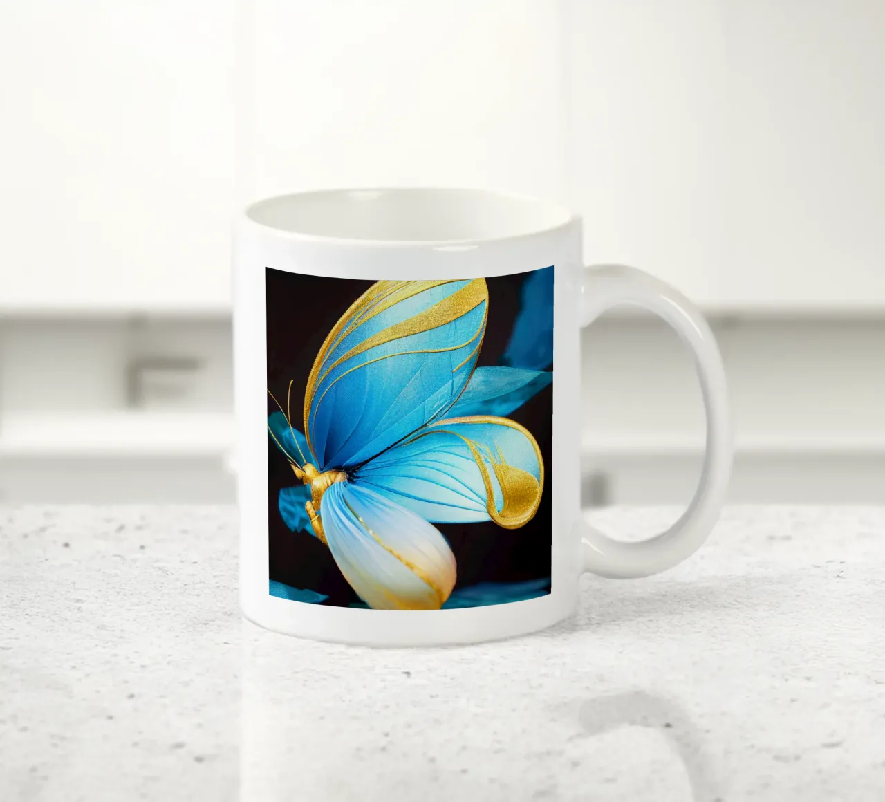 Macro Farfalla Fiore di pisello tazza in ceramica da Bold Blooms