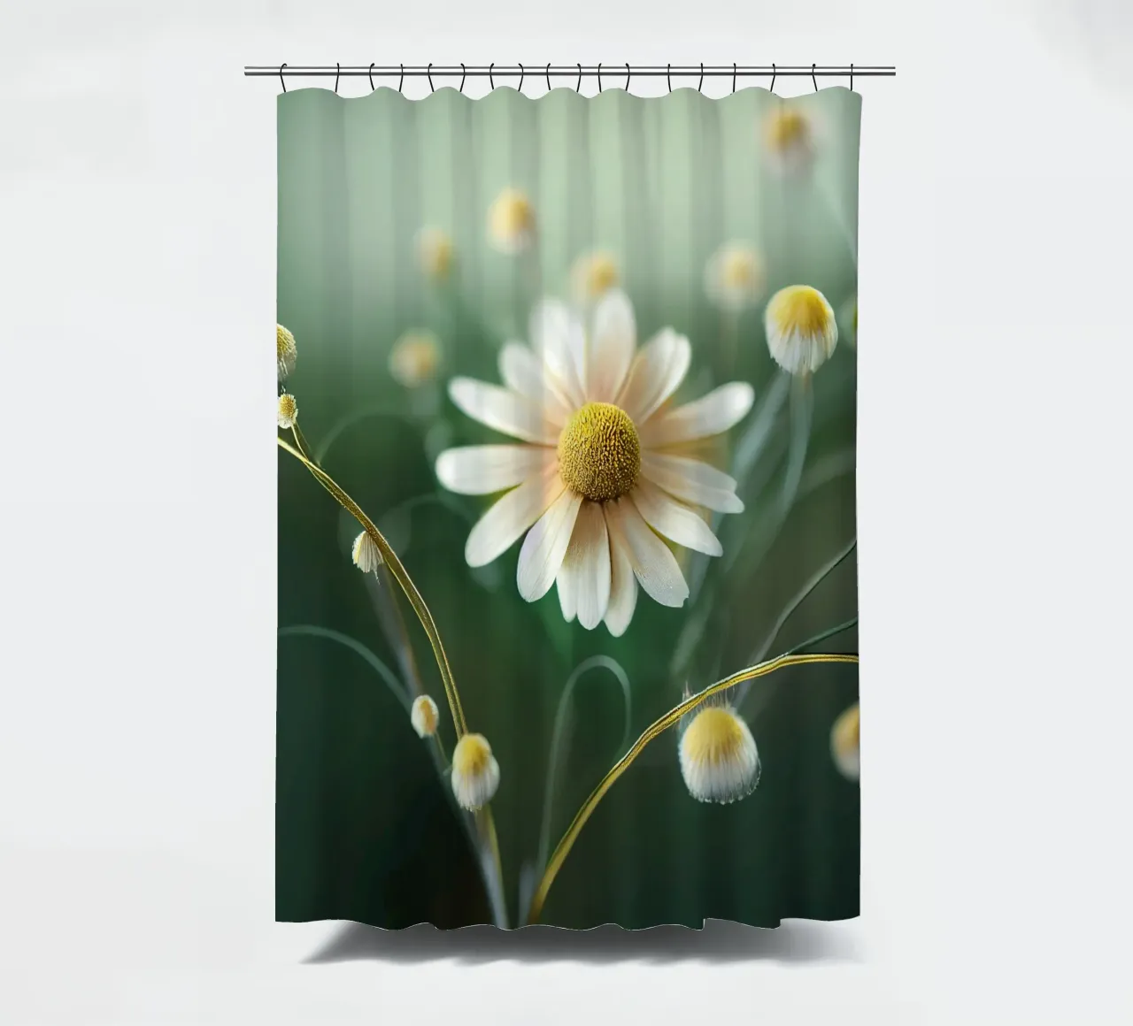 Fiore di camomilla macro tenda da doccia da Bold Blooms