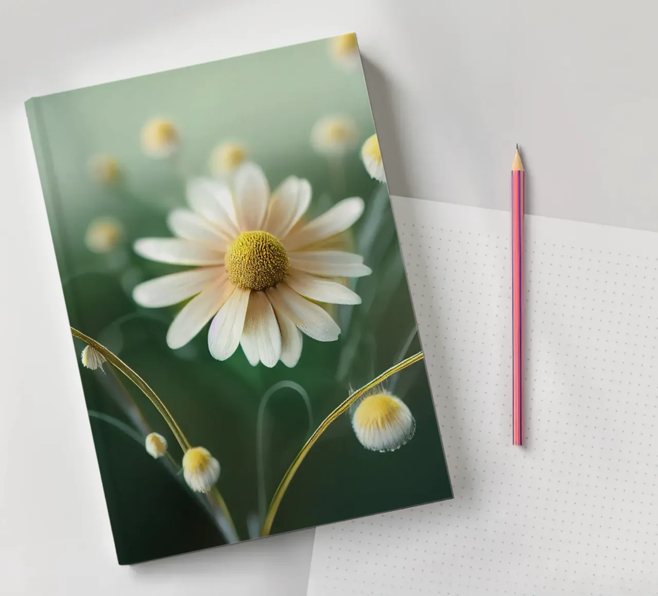 Macro Chamomile Flower notebook by Bold Blooms