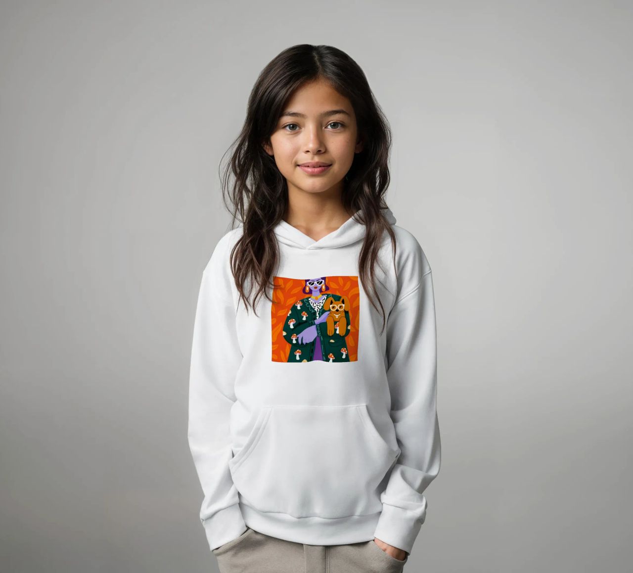 Retrato con motivo de seta sudadera con capucha para niño de Emery Kate