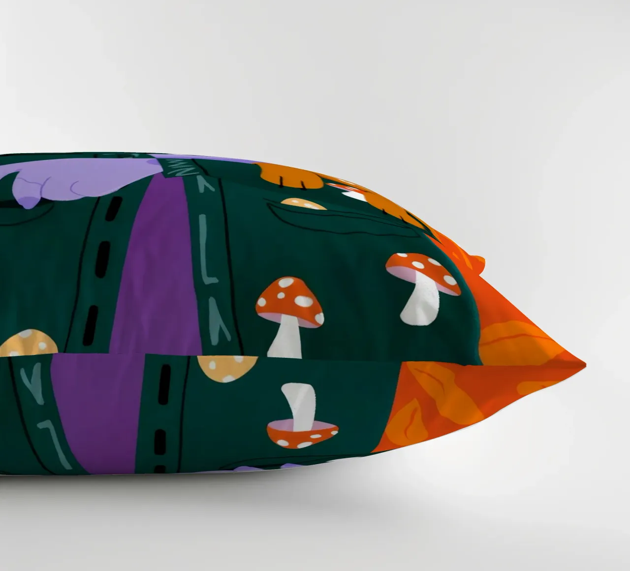 Mushroom Pattern Portrait decorative cushion by Emery Kate