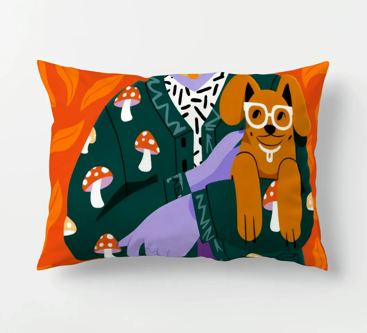 Mushroom Pattern Portrait decorative cushion by Emery Kate