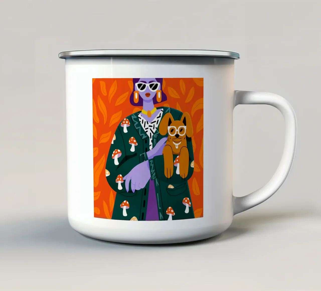 Ritratto con motivo a fungo tazza in smalto da Emery Kate