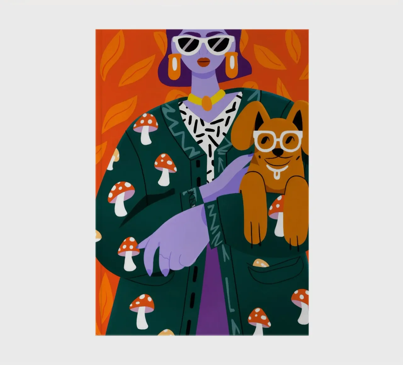 Mushroom Pattern Portrait notebook by Emery Kate