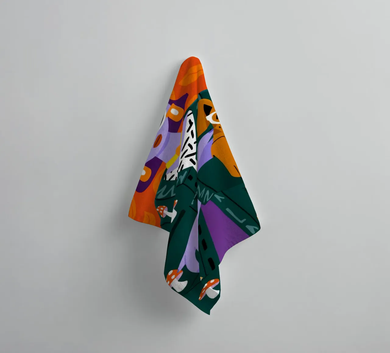 Mushroom Pattern Portrait towel by Emery Kate