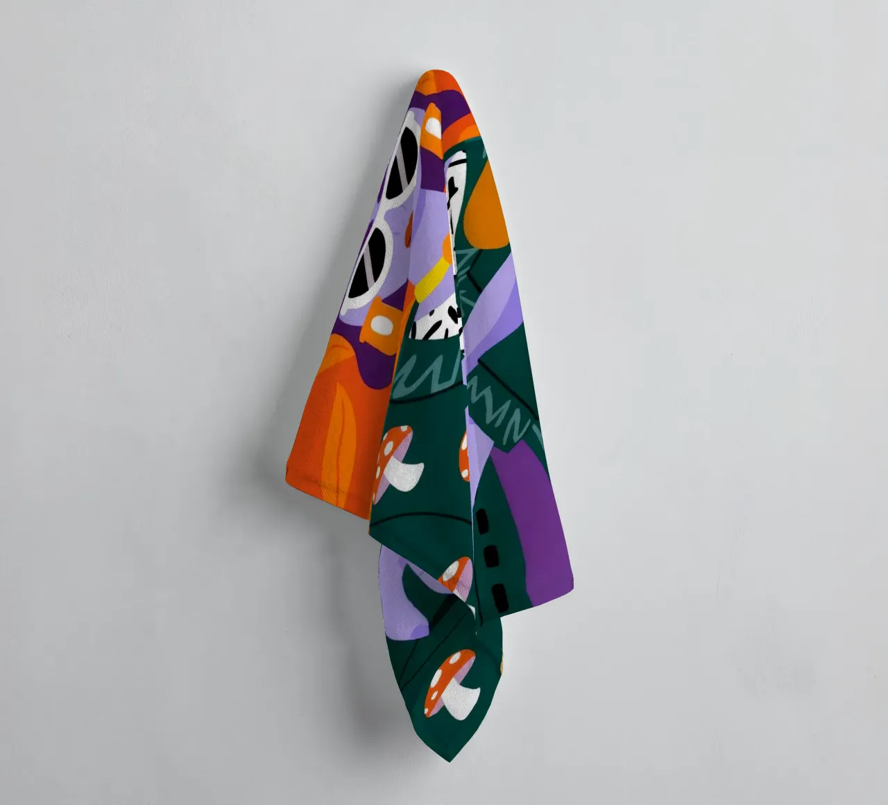Mushroom Pattern Portrait towel by Emery Kate