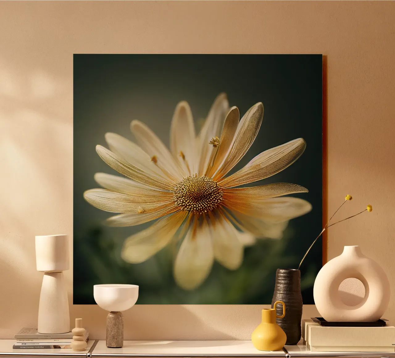 Fiore di camomilla macro plexiglass da Bold Blooms
