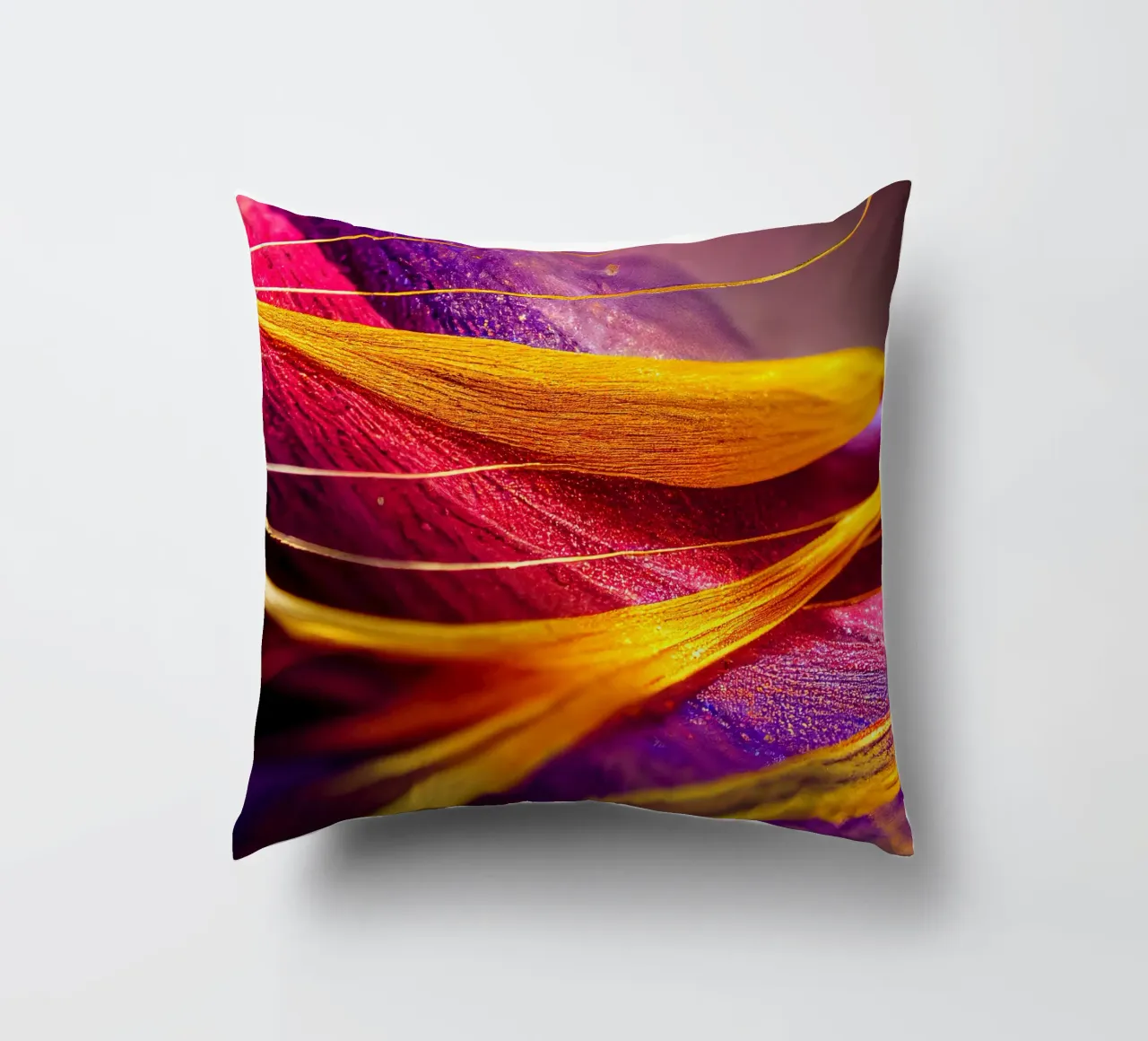 Macro Cobra Saffron Flower decorative cushion by Bold Blooms