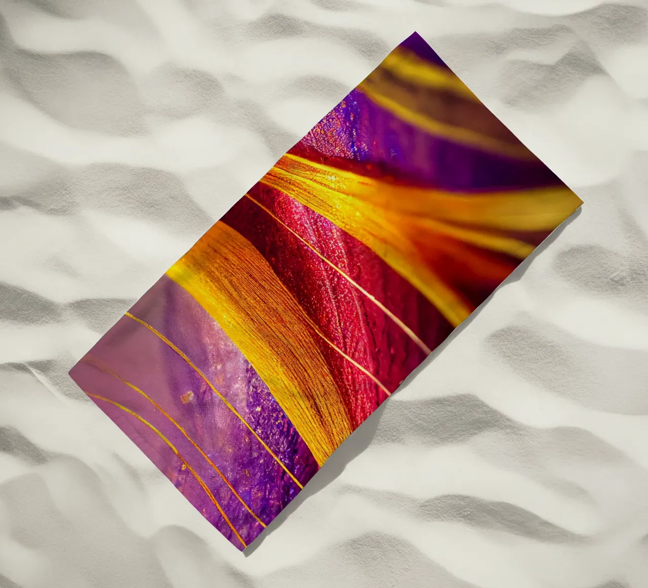 Macro Cobra Saffron Flower beach towel by Bold Blooms