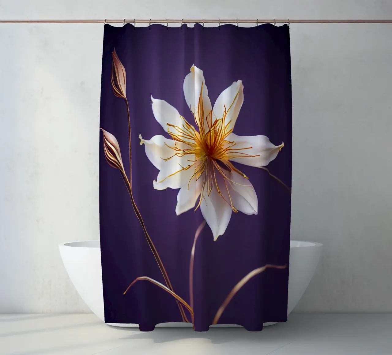 Macro fiore di aquilegia tenda da doccia da Bold Blooms