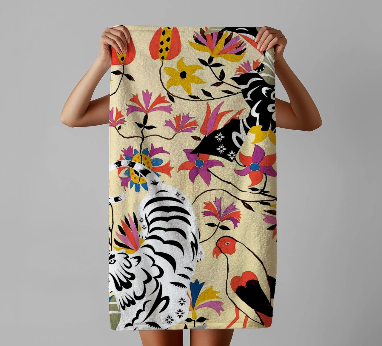 Yin Yang, Tiger Wildlife Forest Jungle Botanical Nature serviette de bain de 83oranges