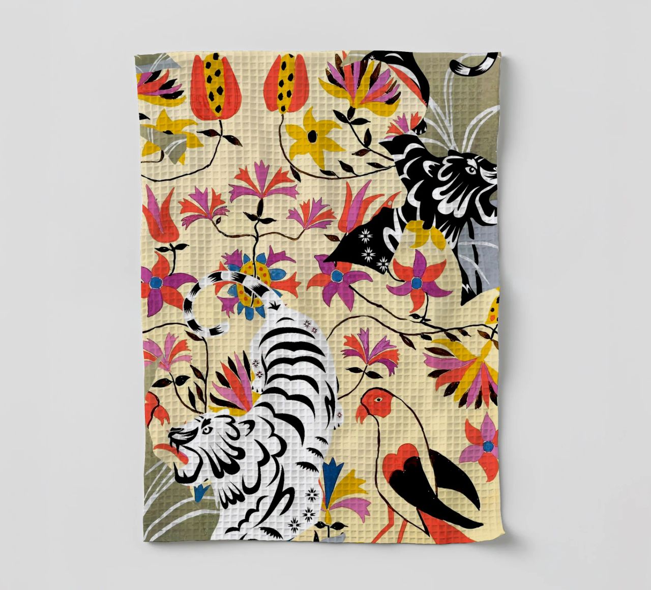 Yin Yang, Tiger Wildlife Forest Jungle Botanical Nature torchon de 83oranges