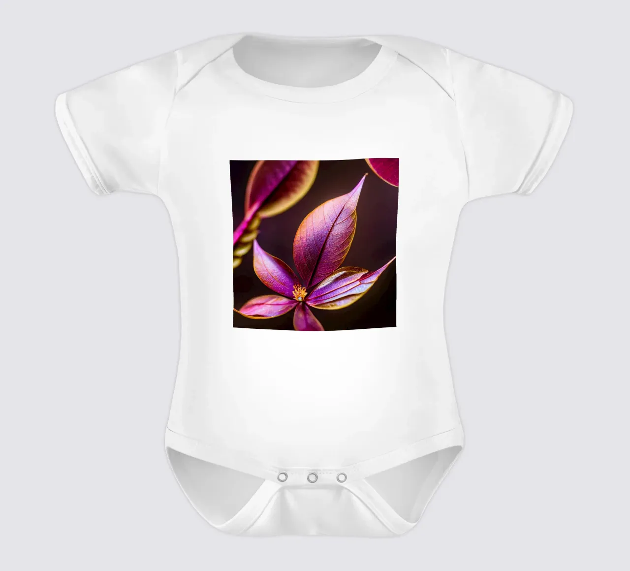 Macro Fiore di mirto comune body neonato maniche corte da Bold Blooms