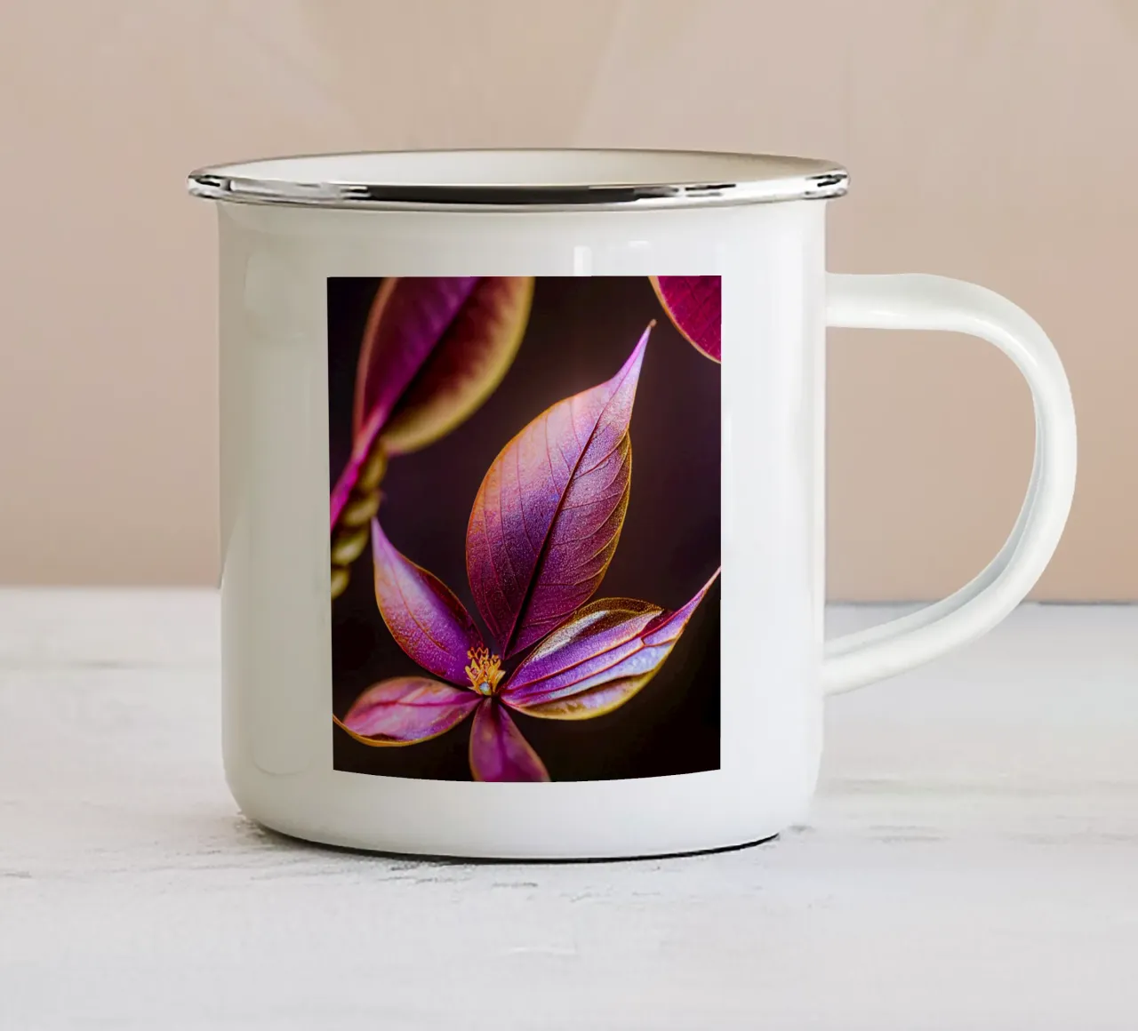 Macro Common Crape Myrtle Flower enamel mug by Bold Blooms
