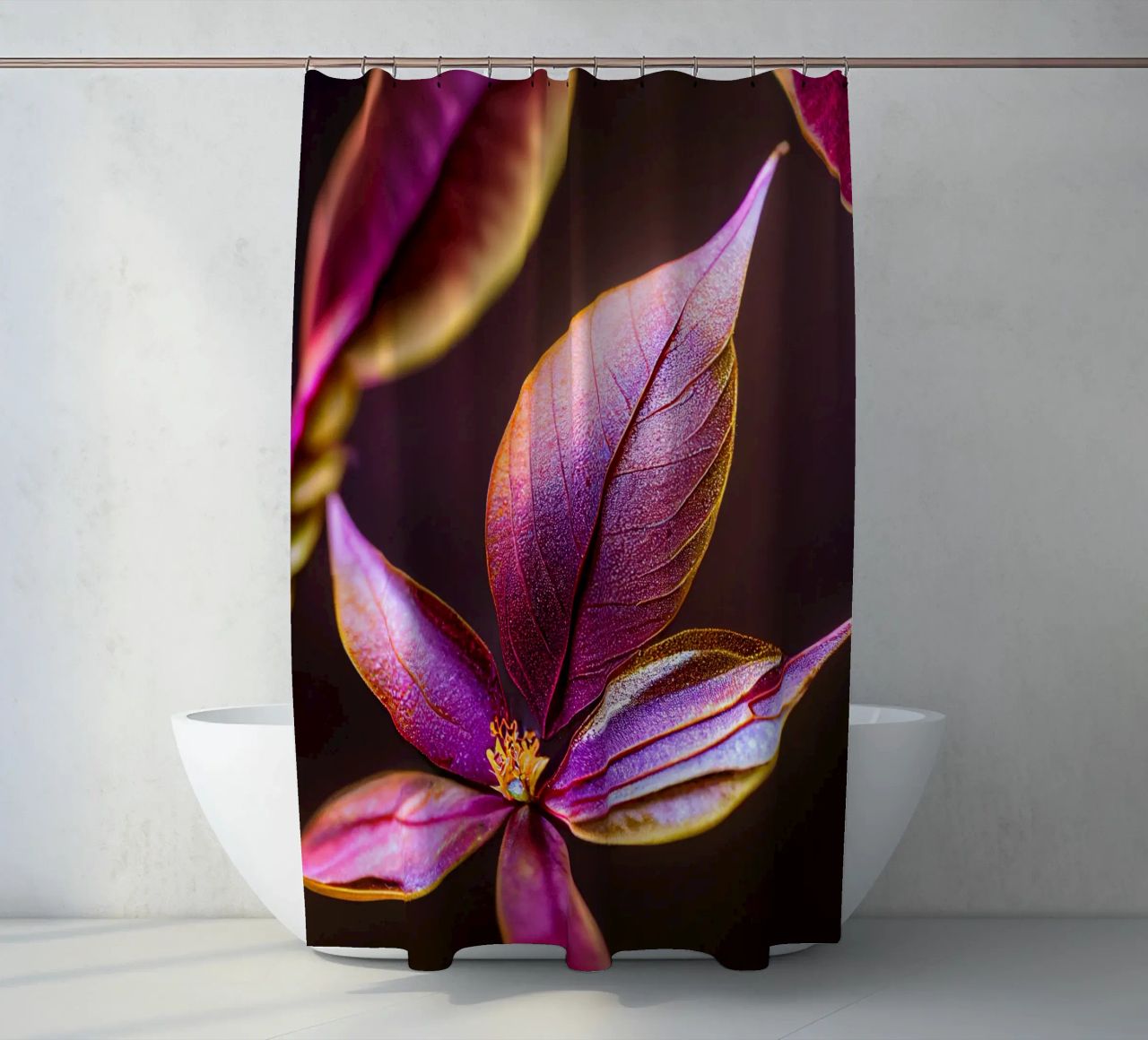Macro Fiore di mirto comune tenda da doccia da Bold Blooms