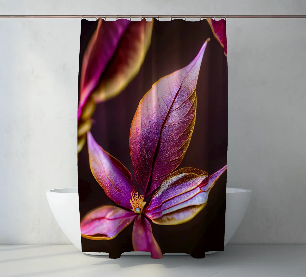 Macro Fiore di mirto comune tenda da doccia da Bold Blooms