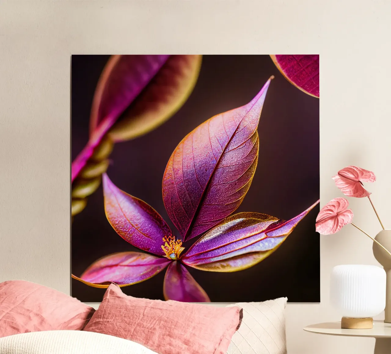 Macro Fiore di mirto comune poster con telaio in plastica da Bold Blooms