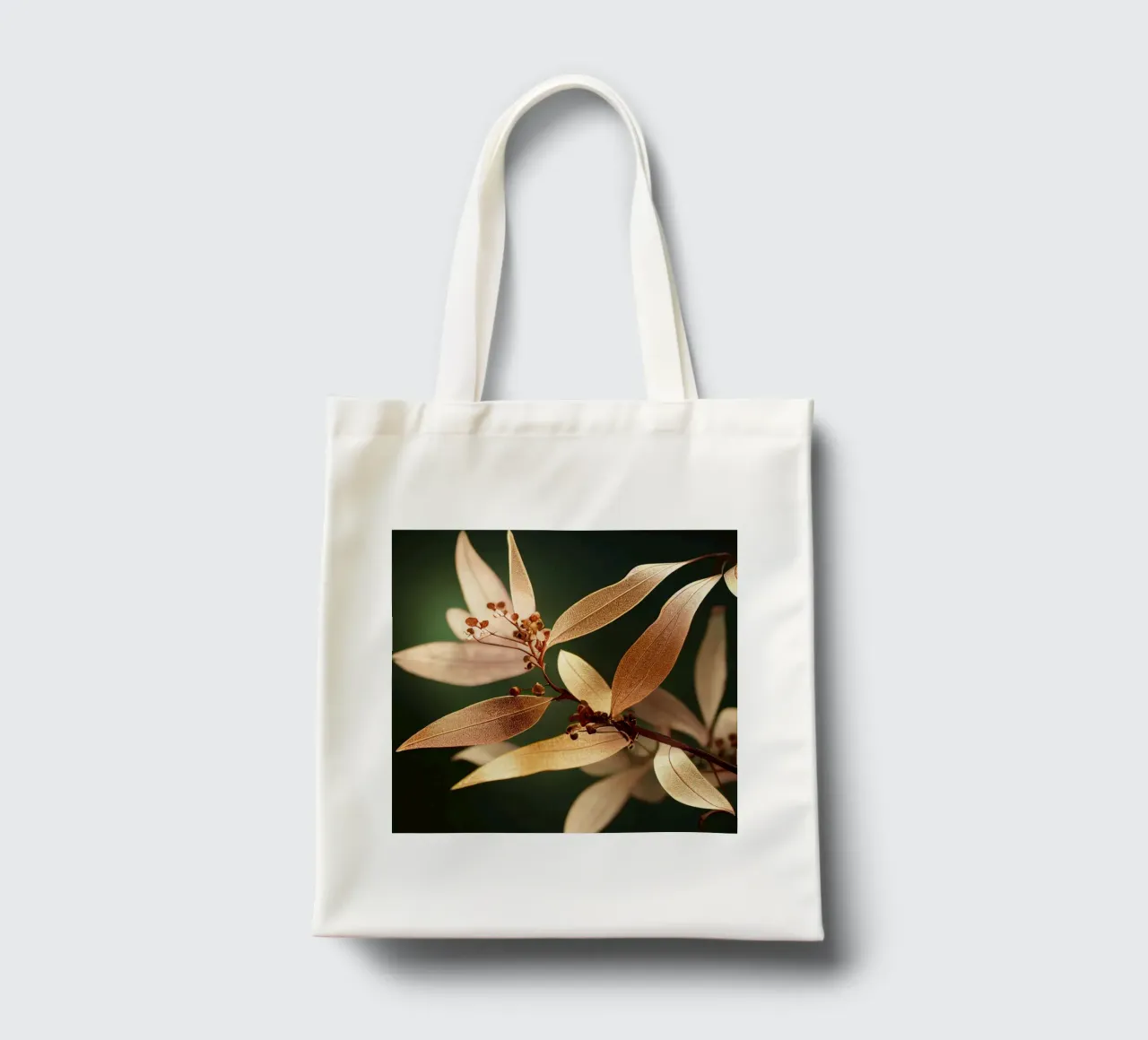 Macro Fiore di mirto comune borsa in juta da Bold Blooms