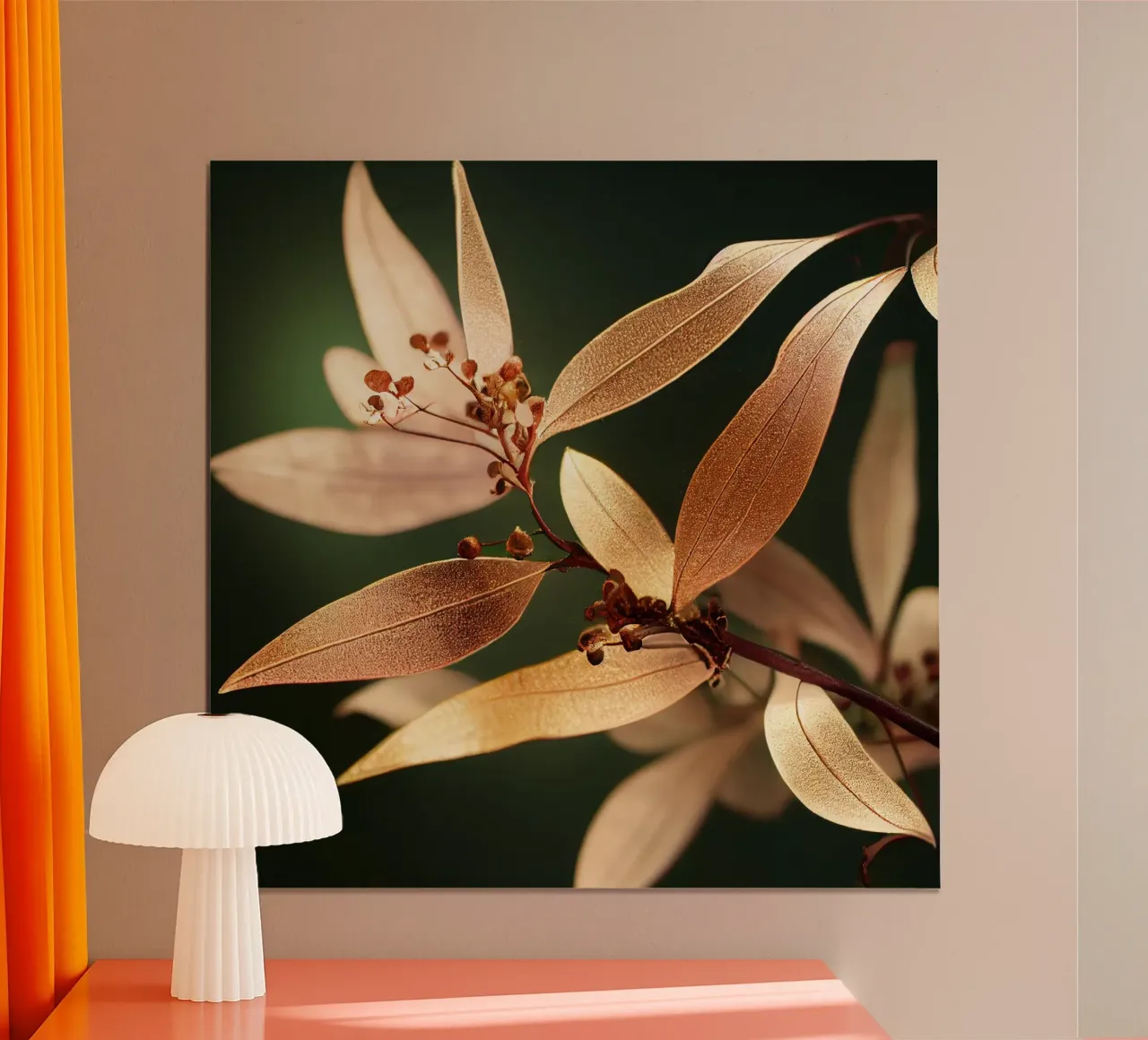 Macro Fiore di mirto comune poster con telaio in alluminio da Bold Blooms