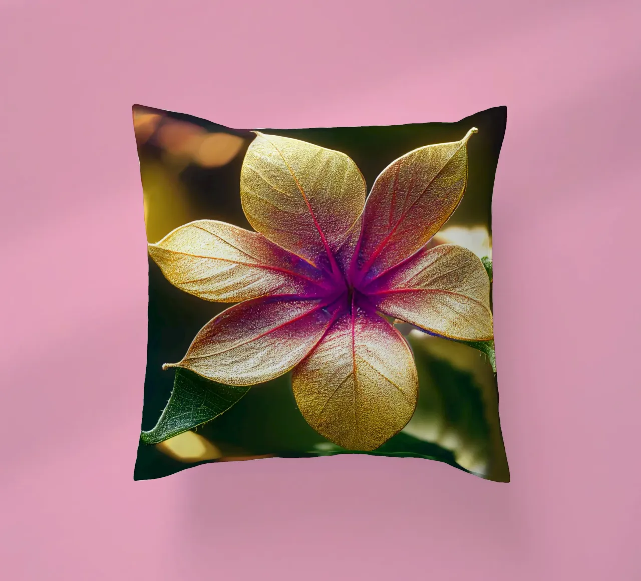 Macro Common Lantana Flower decorative cushion by Bold Blooms