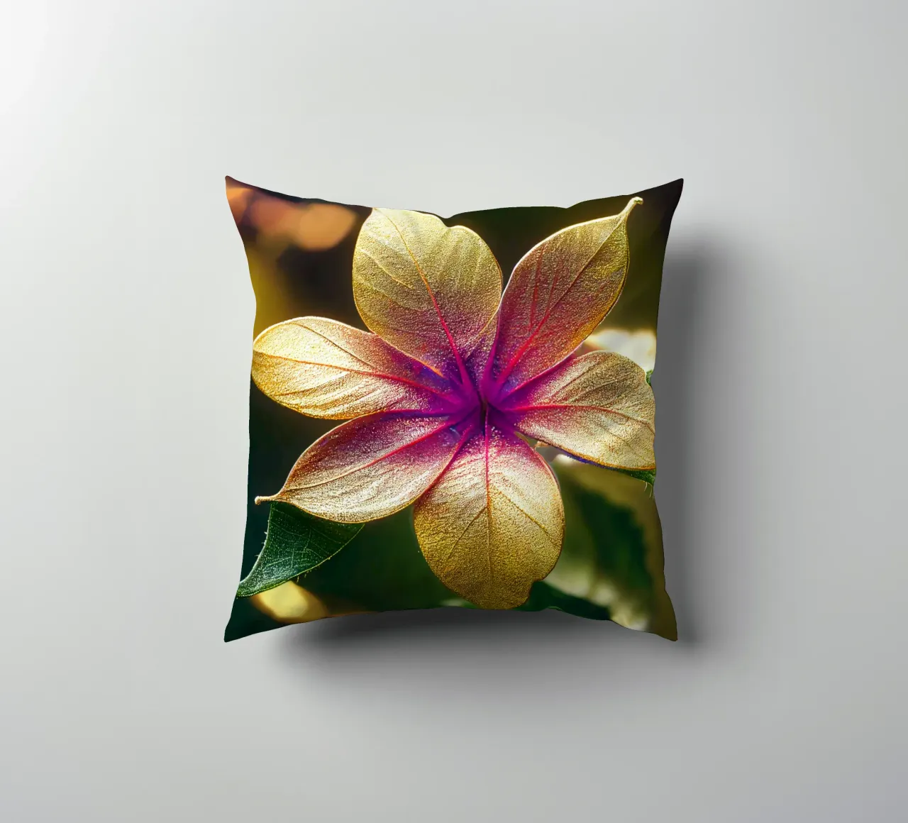 Macro Common Lantana Flower decorative cushion by Bold Blooms